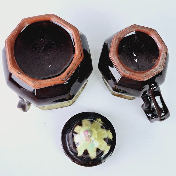 Vtg Van Briggle Glazed Drip Pottery Sugar Bowl & Creamer Set - Picture 9 of 10